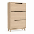 Scarpiera a ribalta 3 vani rovere chiaro in MDF 80 x 30 x 120 cm