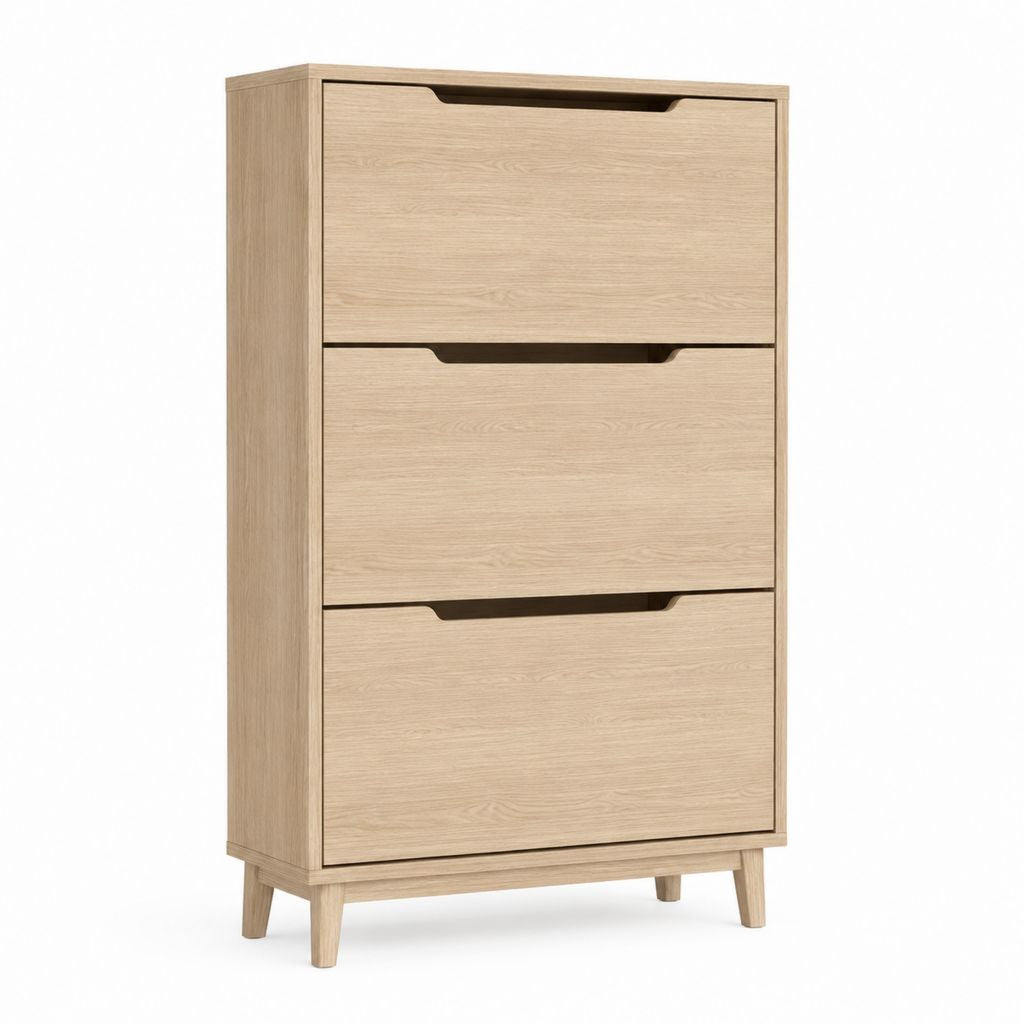 Scarpiera a ribalta 3 vani rovere chiaro in MDF 80 x 30 x 120 cm
