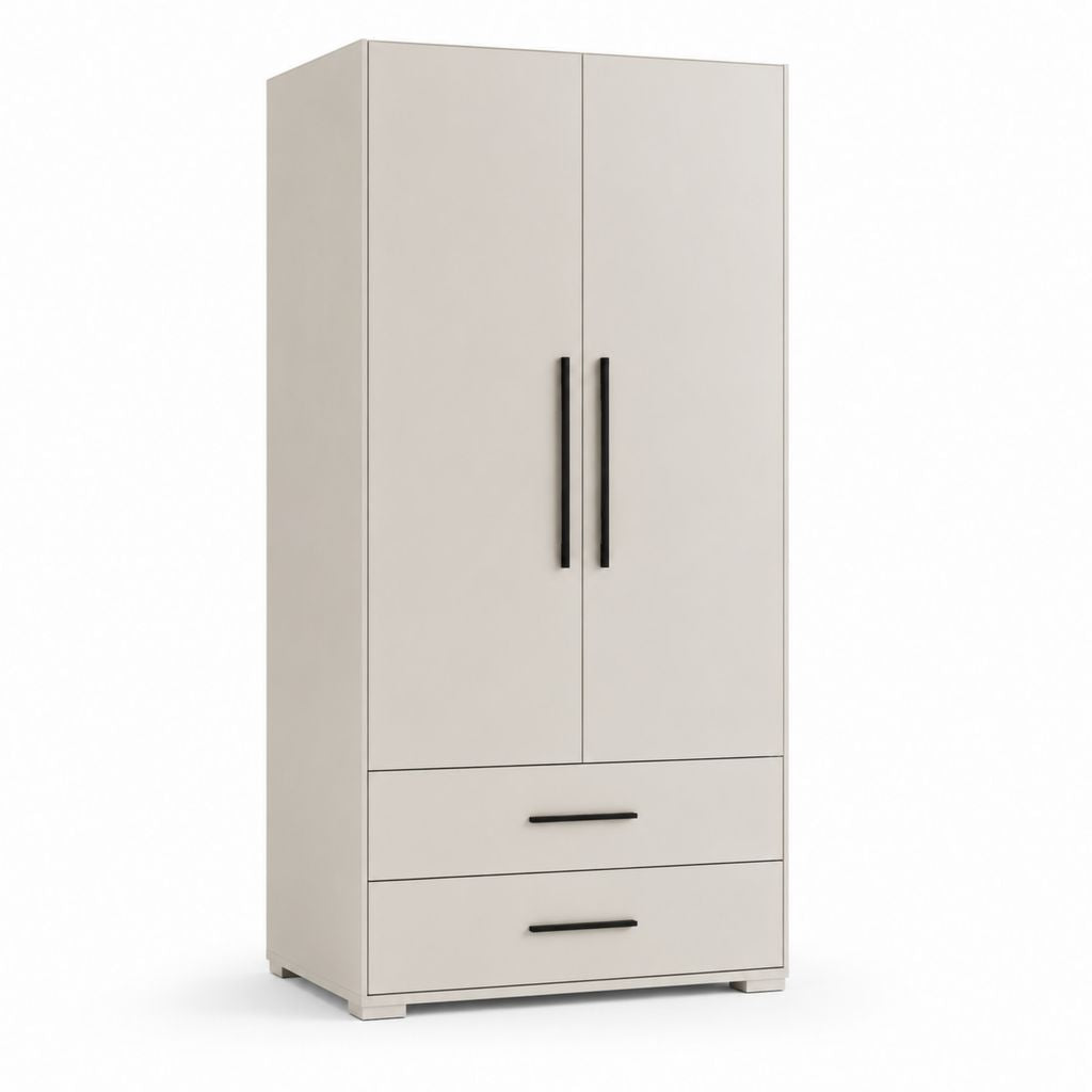 Armadio guardaroba 2 ante 2 cassetti beige in pannello truciolare nobilitato rettangolare 80 x 50 x 180 cm