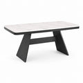 Tavolo da pranzo allungabile bianco effetto marmo e nero in pannello MDF e acciaio 160-200 x 90 x 75 cm