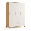 Armadio guardaroba rettangolare 3 ante 2 cassetti bianco e rovere in truciolare nobilitato 180 x 52 x 200 cm
