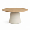 Tavolo da pranzo rotondo color rovere e avorio in MDF impiallacciato rovere Ø120 x H75 cm