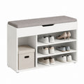 Scarpiera con panca bianca in MDF e cuscino grigio 100 x 30 x 50 cm