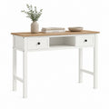 Consolle da ingresso bianca con piano effetto rovere 100 x 35 x 75 cm con 2 cassetti e vano aperto