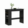 Tavolo da pranzo alto nero in truciolare melaminico rettangolare con portabottiglie 120 x 60 x 105 cm