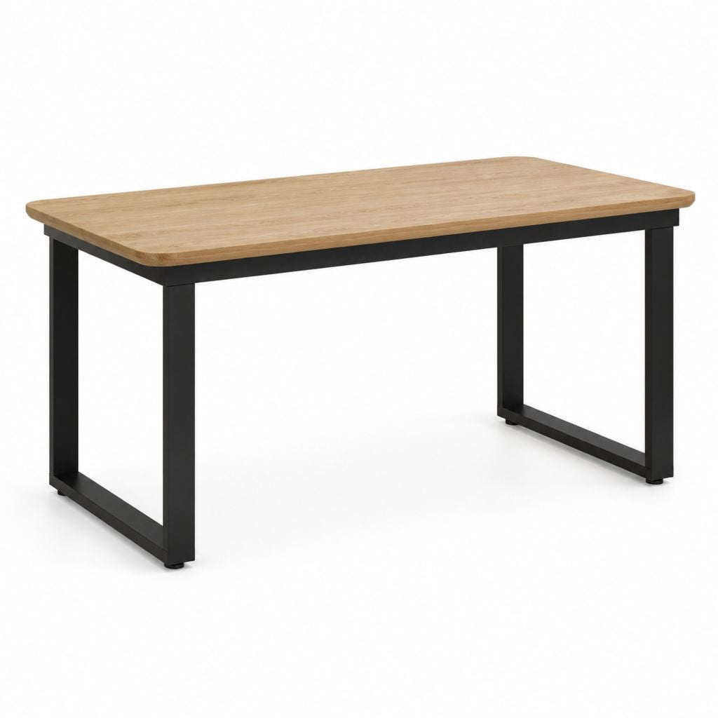 Tavolo da pranzo rettangolare rovere e acciaio nero 140 x 80 x 75 cm