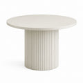 Tavolo da pranzo rotondo avorio in MDF impiallacciato frassino Ø 110 x H 75 cm