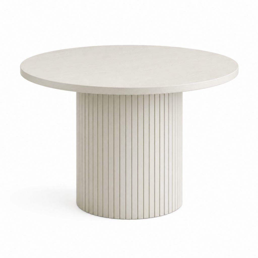 Tavolo da pranzo rotondo avorio in MDF impiallacciato frassino Ø 110 x H 75 cm