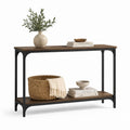 Consolle ingresso a 2 ripiani marrone scuro e nero in MDF e acciaio 120 x 35 x 80 cm