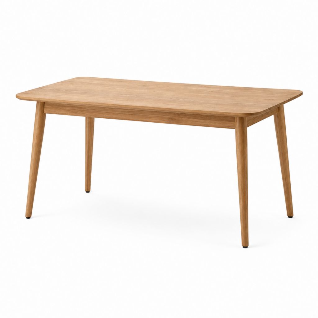 Tavolo da pranzo rettangolare rovere naturale in legno massello 160 x 80 x 75 cm